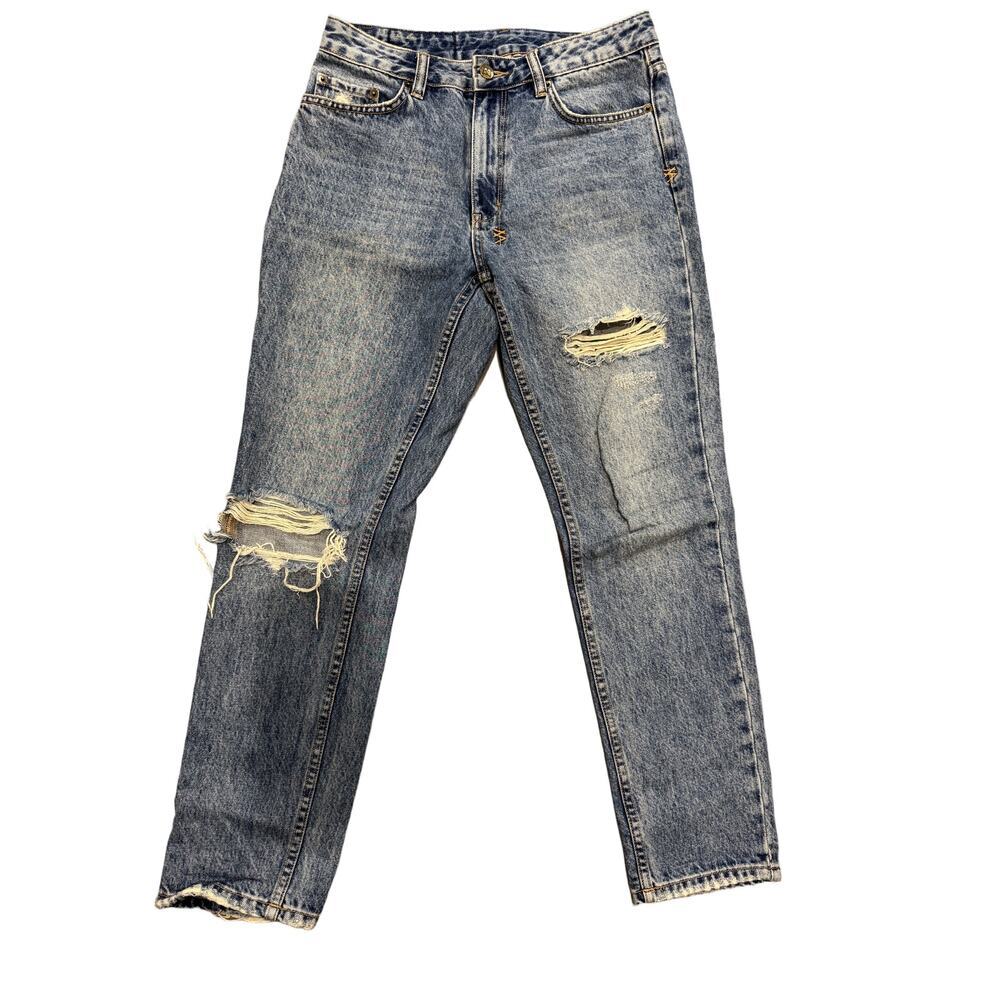 Ksubi Straight Jeans Women's 31x28 Blue Cotton Denim Slim Distressed Workwear